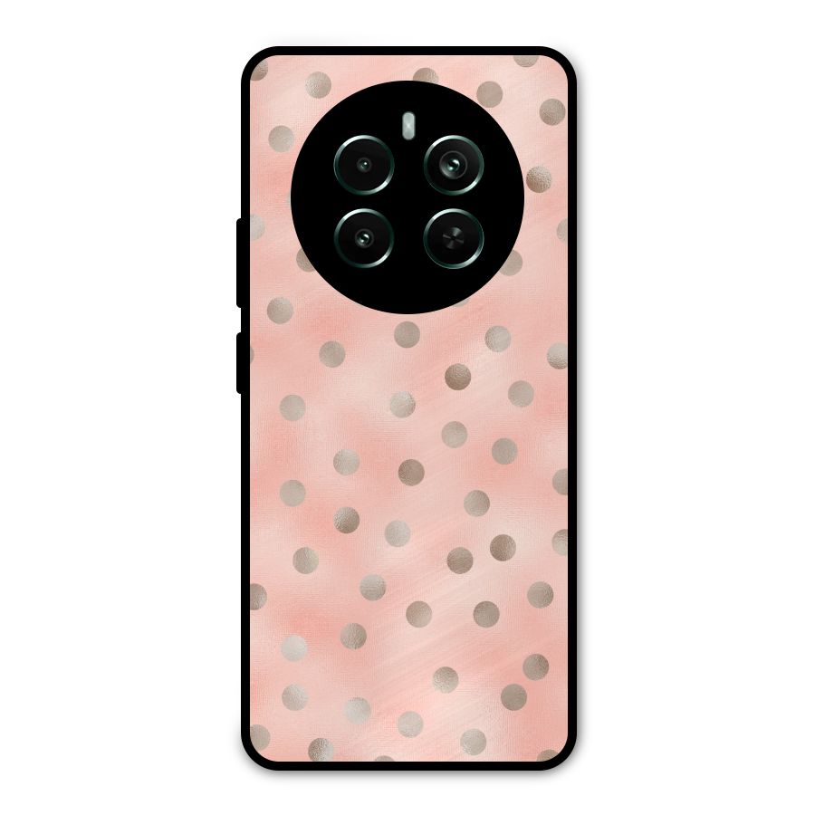 RoseGold Polka Dots Metal Back Case for Realme 12 Pro Plus