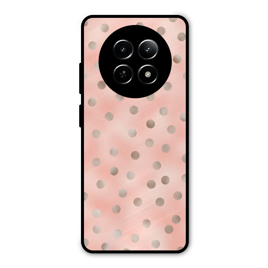 RoseGold Polka Dots Metal Back Case for Realme 13