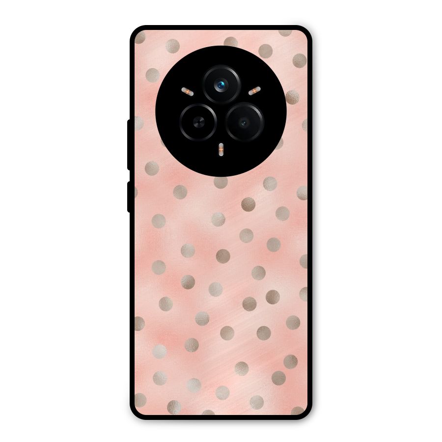 RoseGold Polka Dots Metal Back Case for Realme 14 Pro
