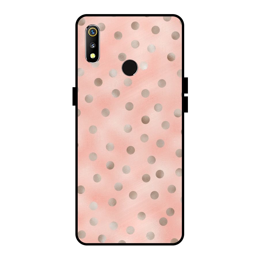 RoseGold Polka Dots Metal Back Case for Realme 3i