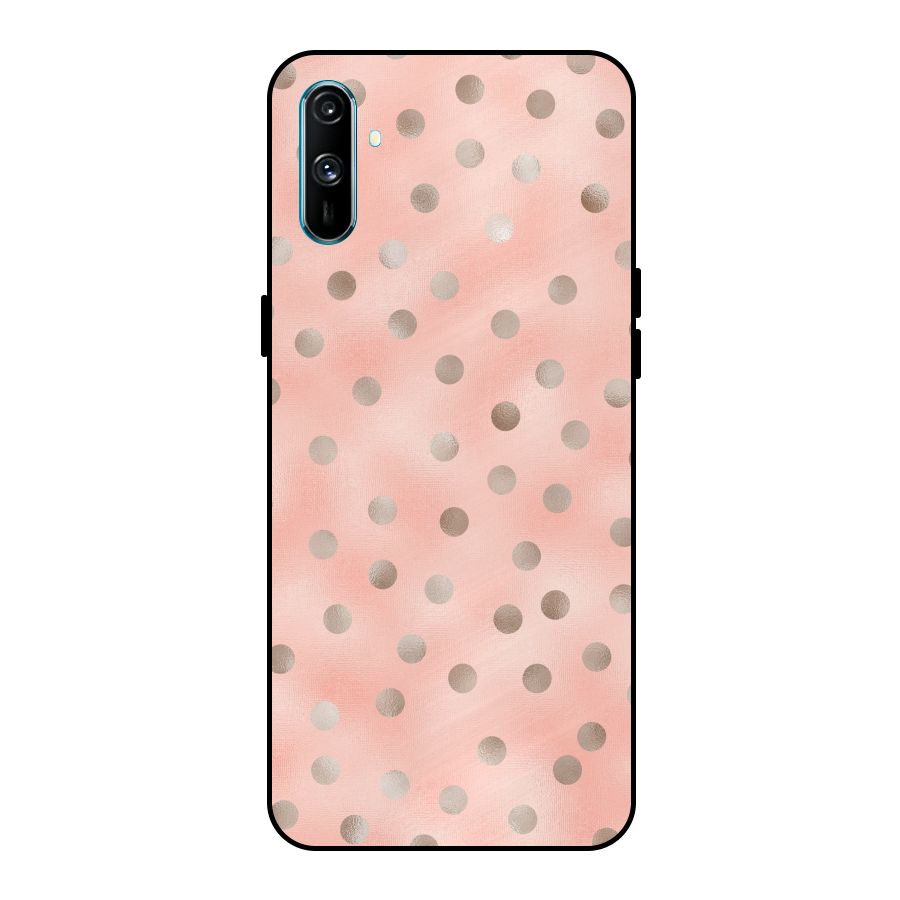 RoseGold Polka Dots Metal Back Case for Realme C3