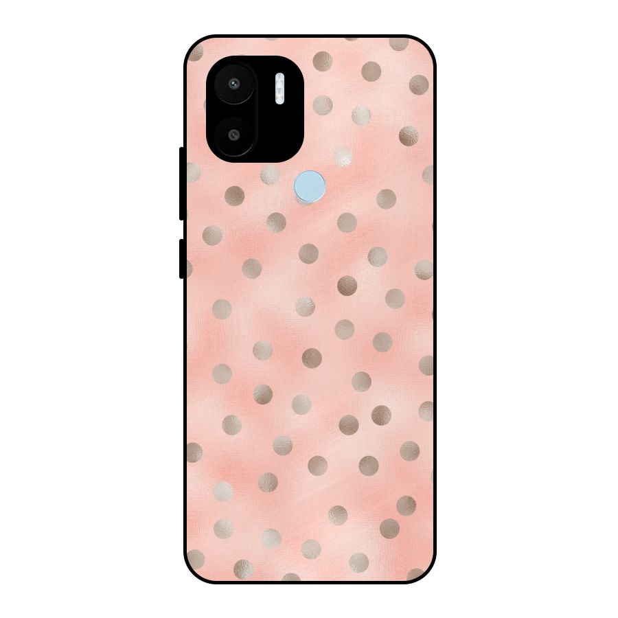 RoseGold Polka Dots Metal Back Case for Redmi A1+