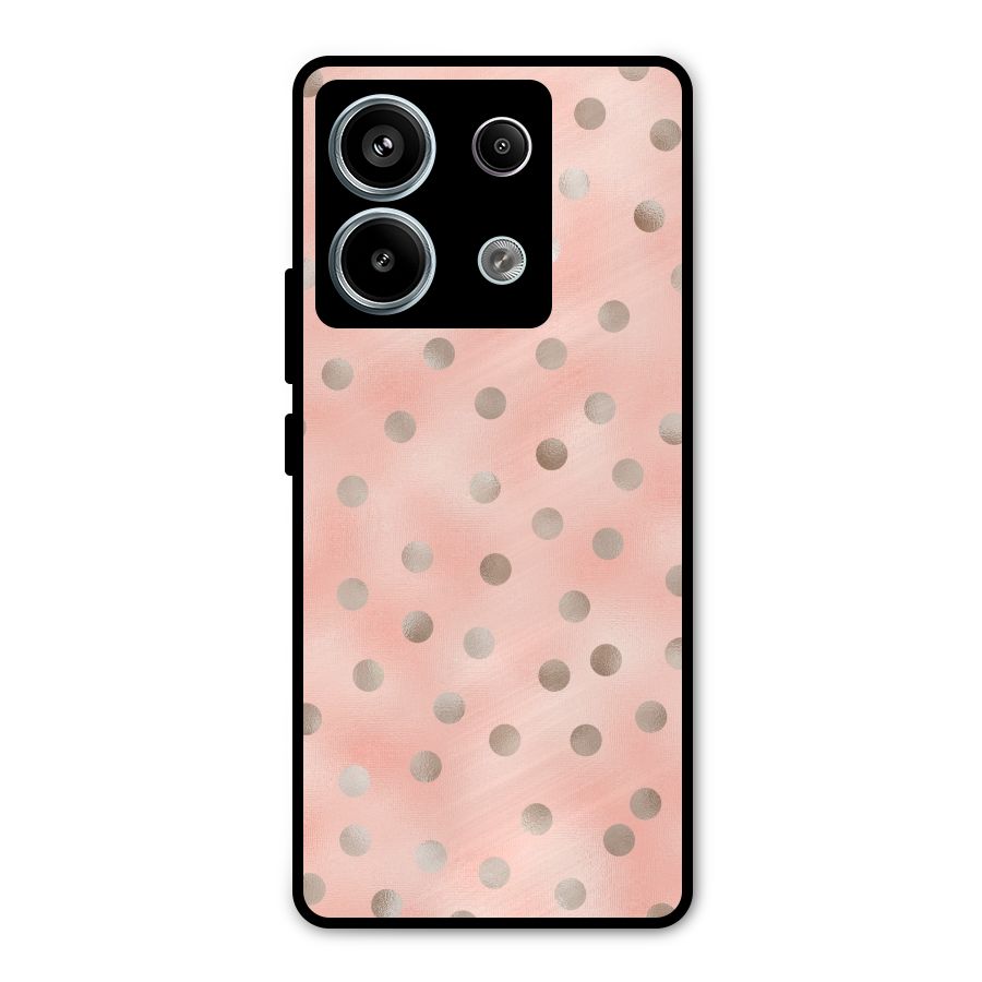 RoseGold Polka Dots Metal Back Case for Redmi Note 13 Pro 5G