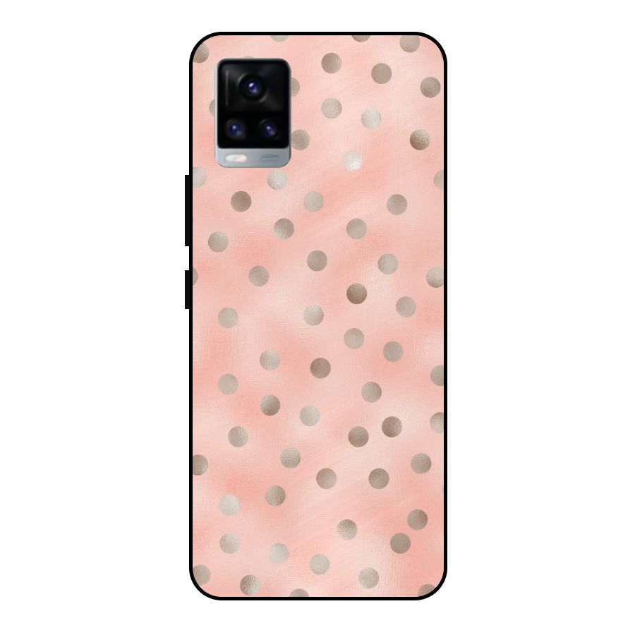 RoseGold Polka Dots Metal Back Case for Vivo V20 2021