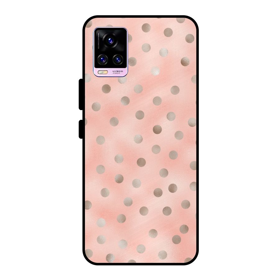 RoseGold Polka Dots Metal Back Case for Vivo V20 Pro