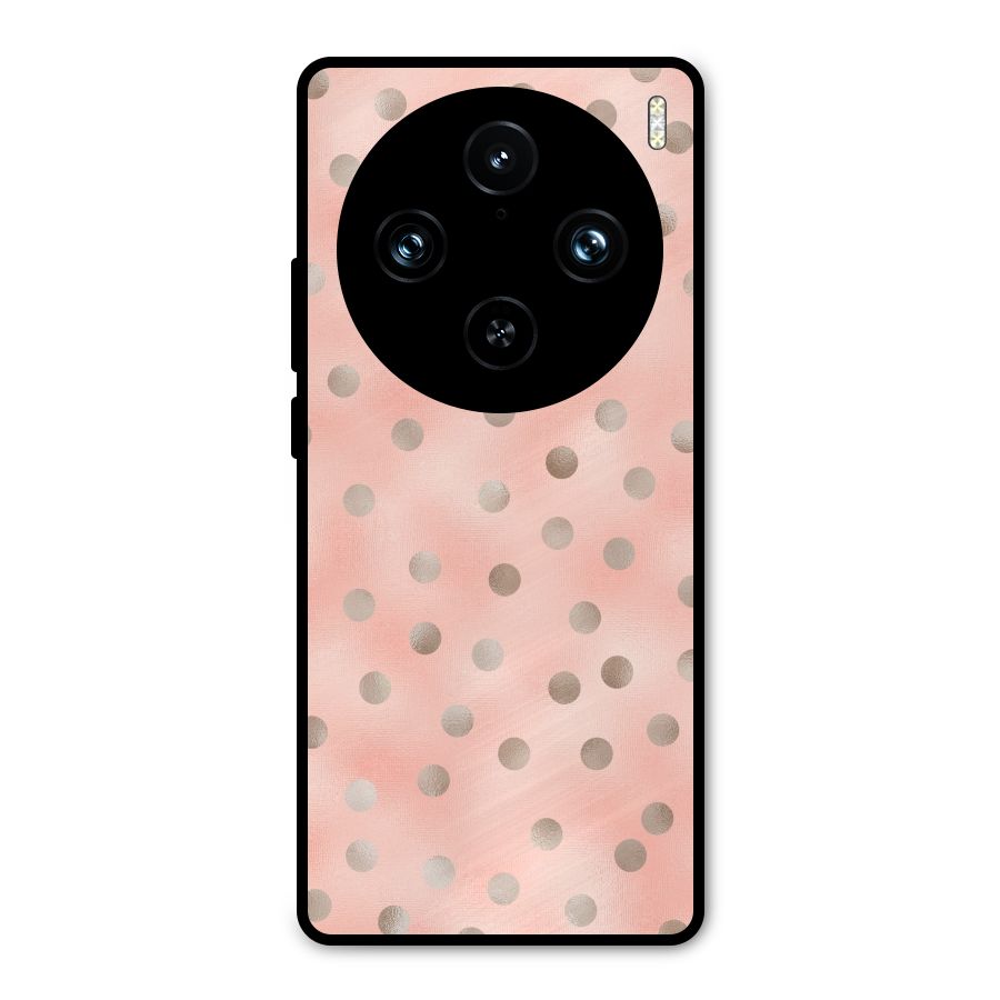 RoseGold Polka Dots Metal Back Case for Vivo X100 Pro
