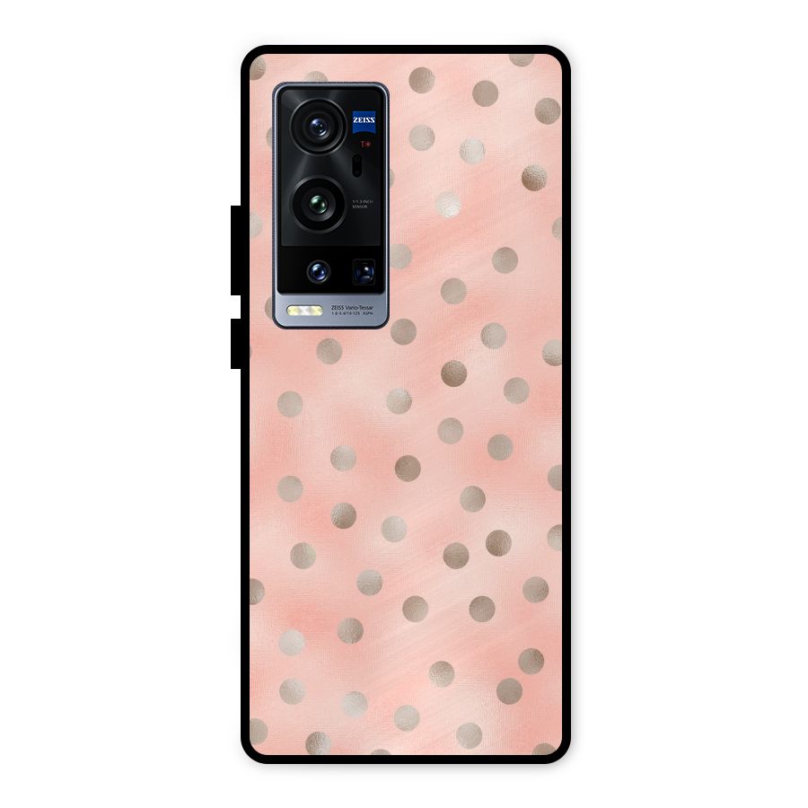 RoseGold Polka Dots Metal Back Case for Vivo X60 Pro Plus
