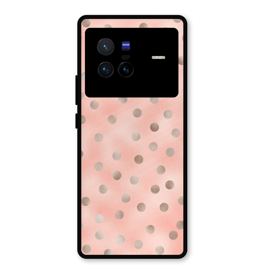 RoseGold Polka Dots Metal Back Case for Vivo X80