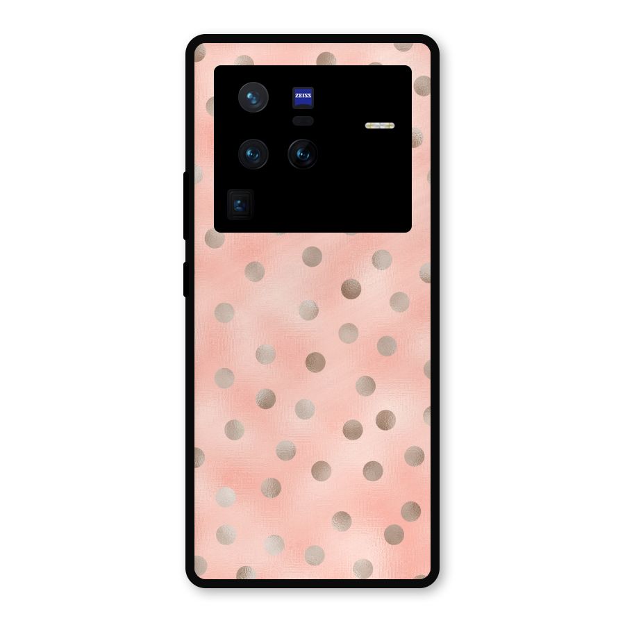 RoseGold Polka Dots Metal Back Case for Vivo X80 Pro