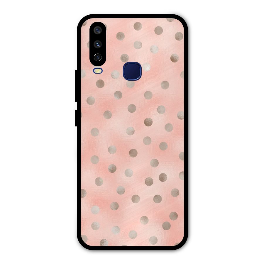 RoseGold Polka Dots Metal Back Case for Vivo Y15
