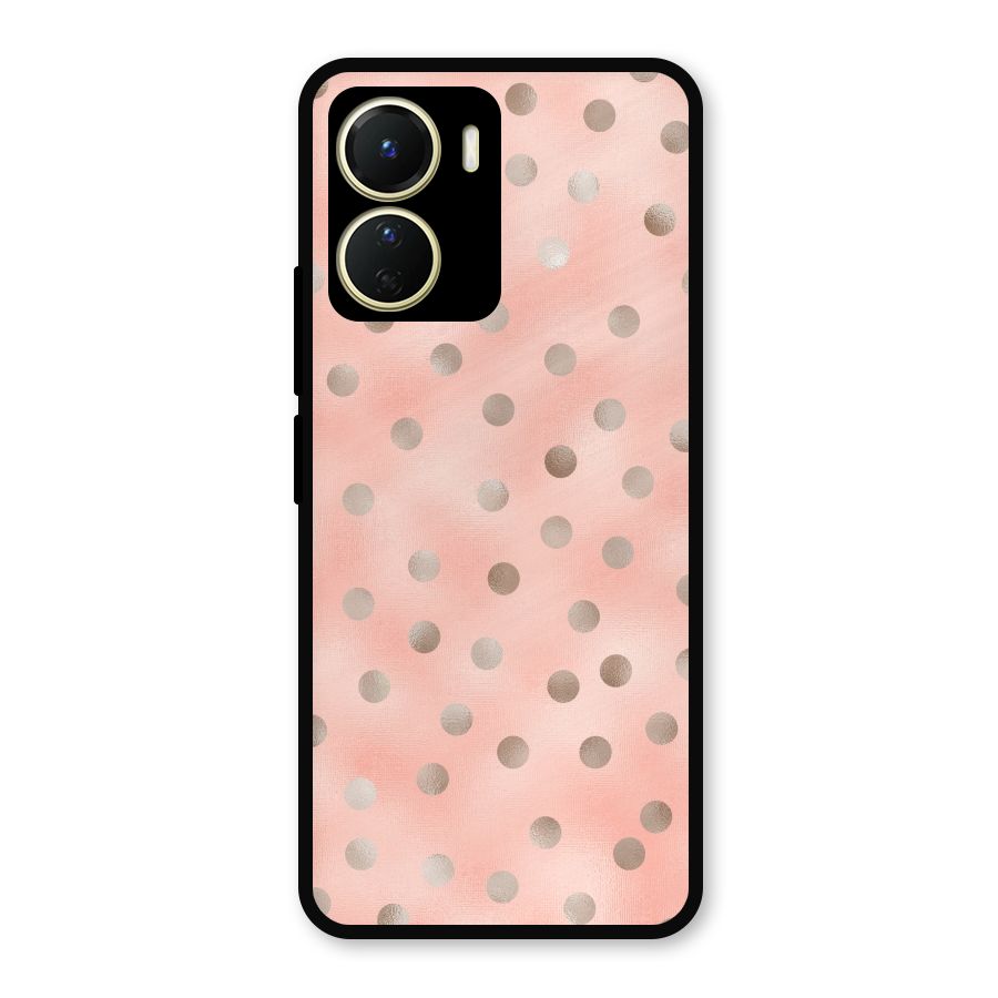 RoseGold Polka Dots Metal Back Case for Vivo Y16