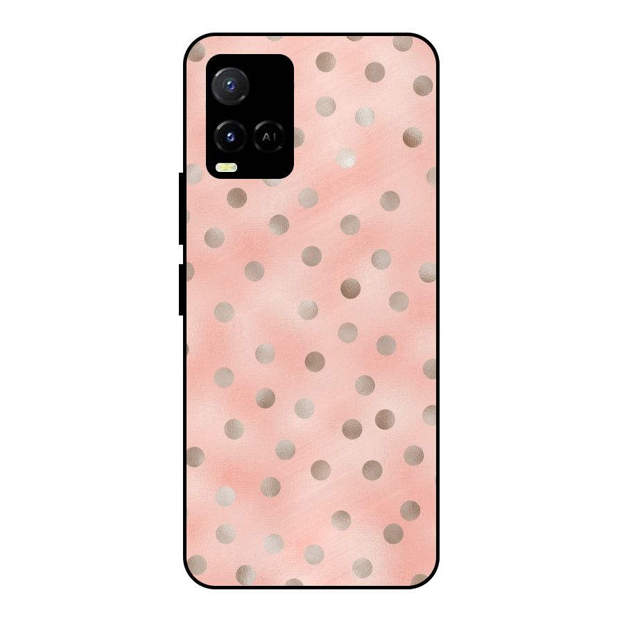 RoseGold Polka Dots Metal Back Case for Vivo Y21A