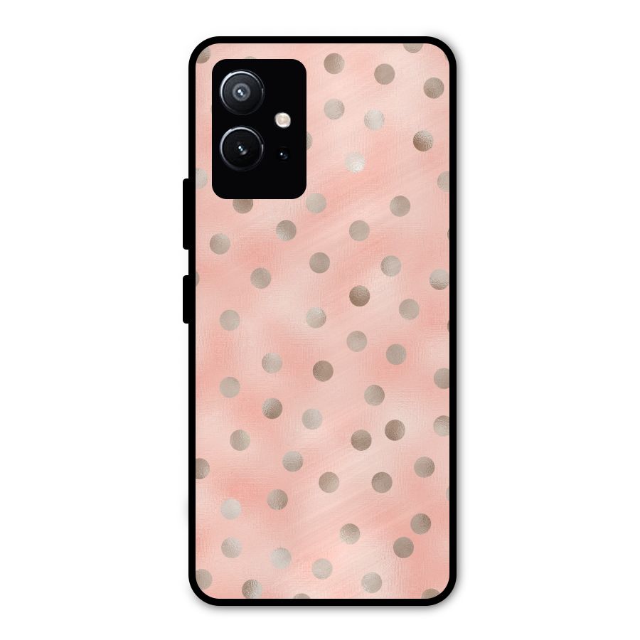 RoseGold Polka Dots Metal Back Case for Vivo Y75 5G