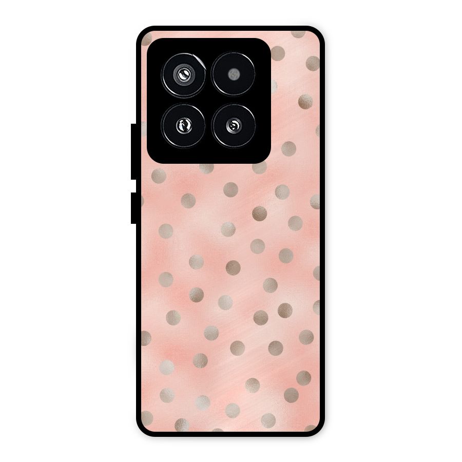 RoseGold Polka Dots Metal Back Case for Xiaomi 14 Pro
