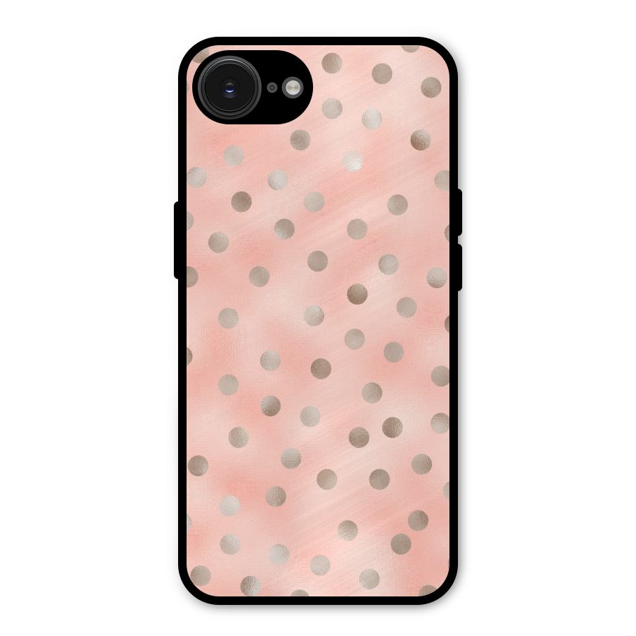 RoseGold Polka Dots Metal Back Case for iPhone 16e