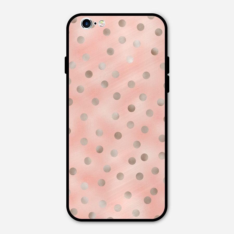 RoseGold Polka Dots Metal Back Case for iPhone 6 6s