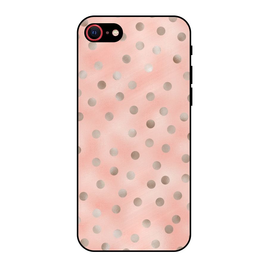 RoseGold Polka Dots Metal Back Case for iPhone 8