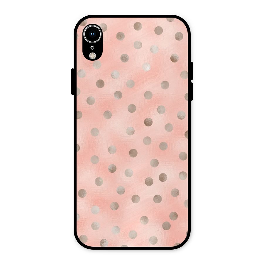RoseGold Polka Dots Metal Back Case for iPhone XR