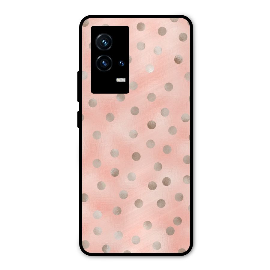 RoseGold Polka Dots Metal Back Case for iQOO 9 5G