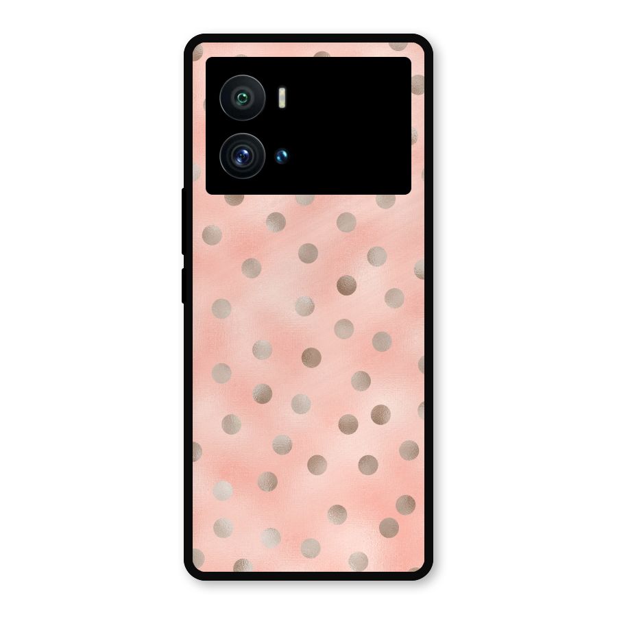 RoseGold Polka Dots Metal Back Case for iQOO 9 Pro