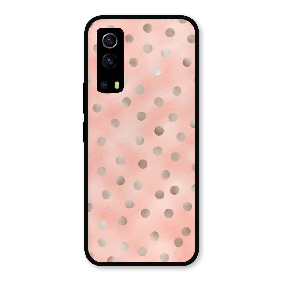 RoseGold Polka Dots Metal Back Case for iQOO Z3