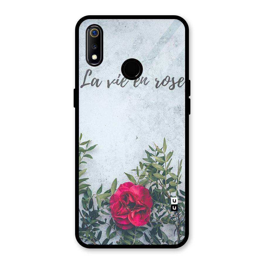 Rose Life Glass Back Case for Realme 3