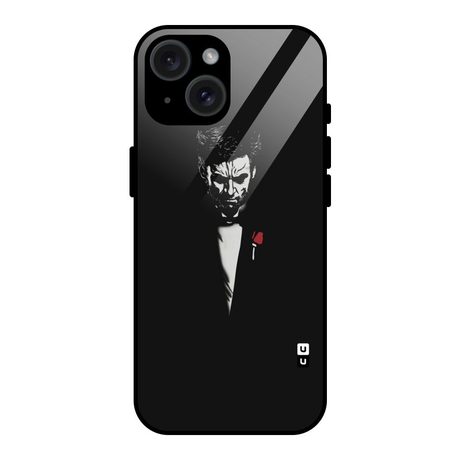 Rose Man Glass Back Case for iPhone 15