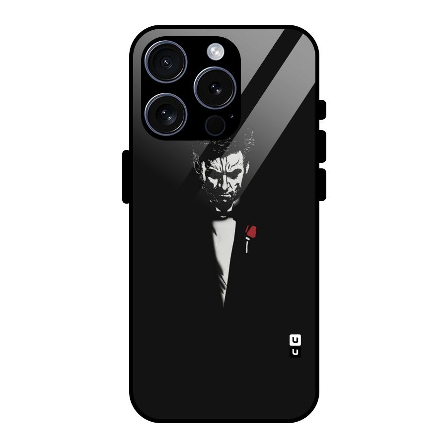 Rose Man Glass Back Case for iPhone 15 Pro