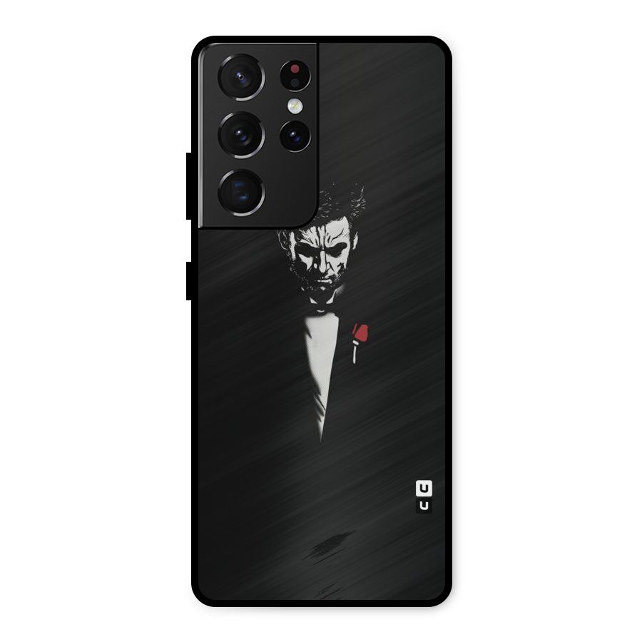 Rose Man Metal Back Case for Galaxy S21 Ultra 5G