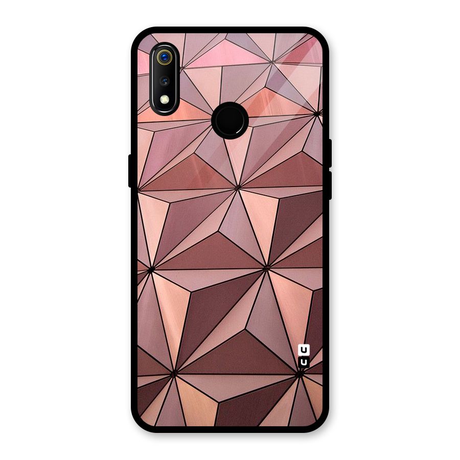Rosegold Abstract Shapes Glass Back Case for Realme 3i