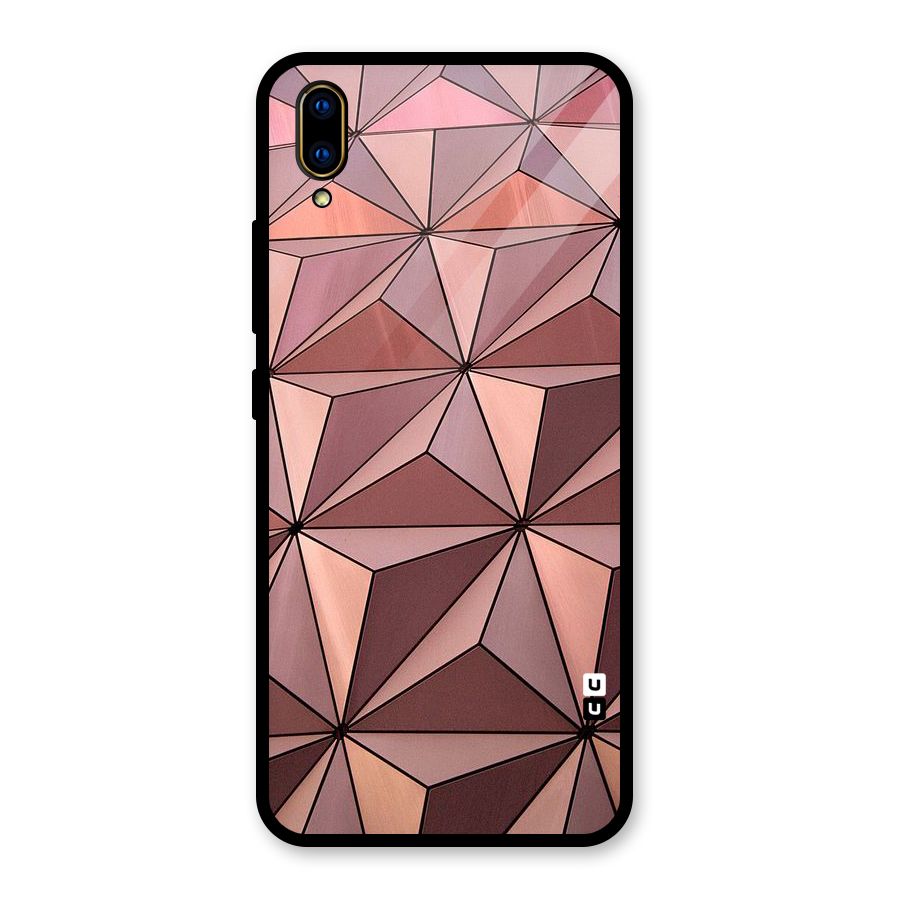 Rosegold Abstract Shapes Glass Back Case for Vivo V11 Pro