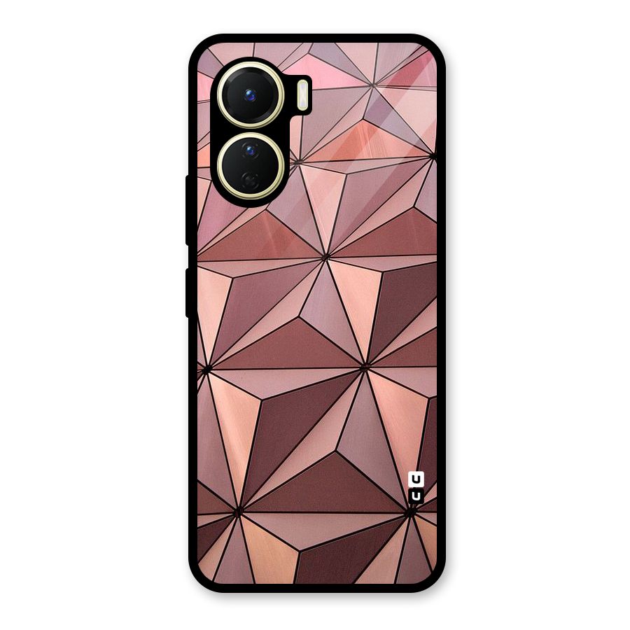 Rosegold Abstract Shapes Glass Back Case for Vivo Y16