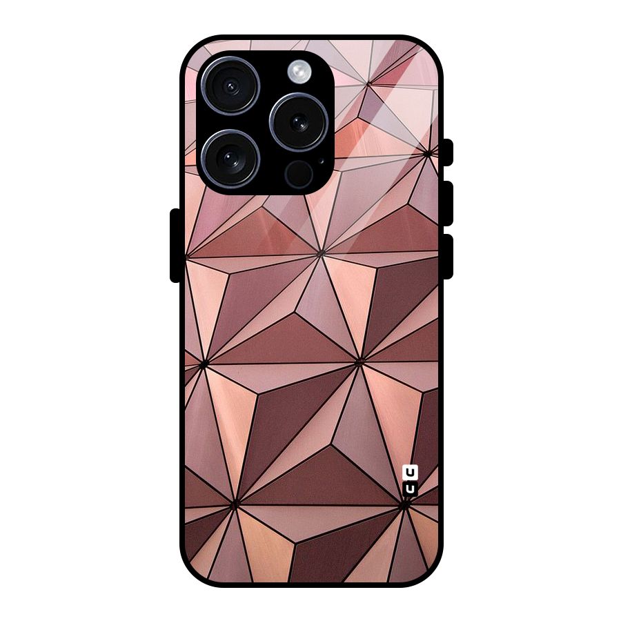 Rosegold Abstract Shapes Glass Back Case for iPhone 15 Pro