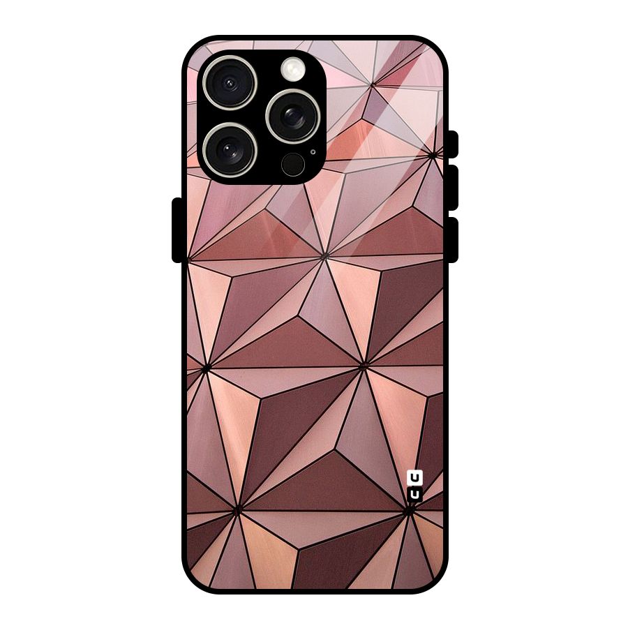 Rosegold Abstract Shapes Glass Back Case for iPhone 15 Pro Max