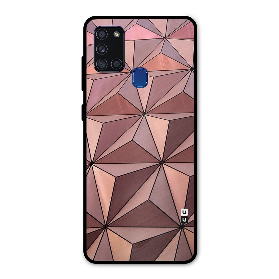Rosegold Abstract Shapes Metal Back Case for Galaxy A21s