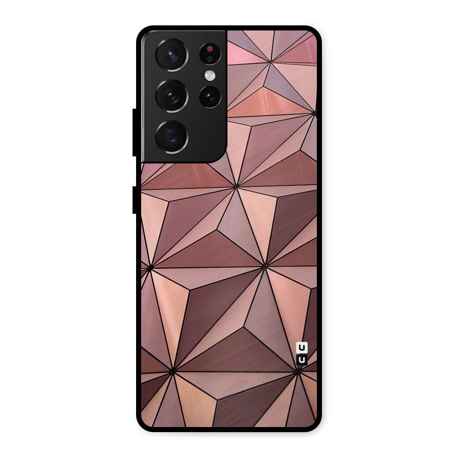 Rosegold Abstract Shapes Metal Back Case for Galaxy S21 Ultra 5G