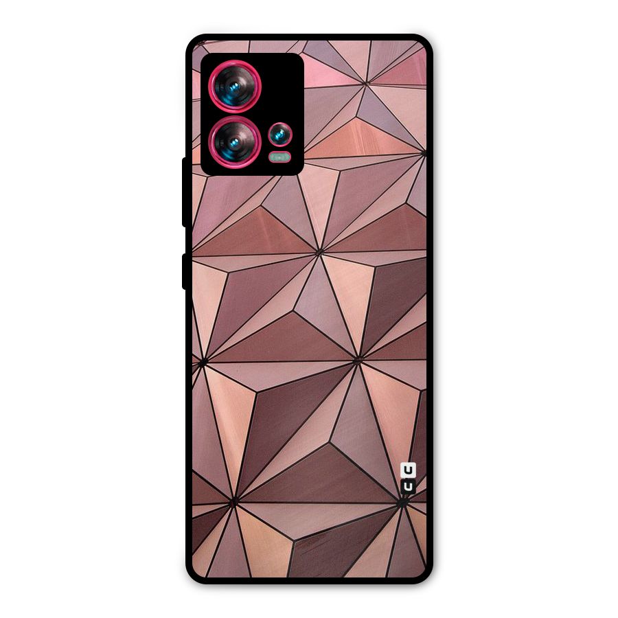 Rosegold Abstract Shapes Metal Back Case for Motorola Edge 30 Fusion