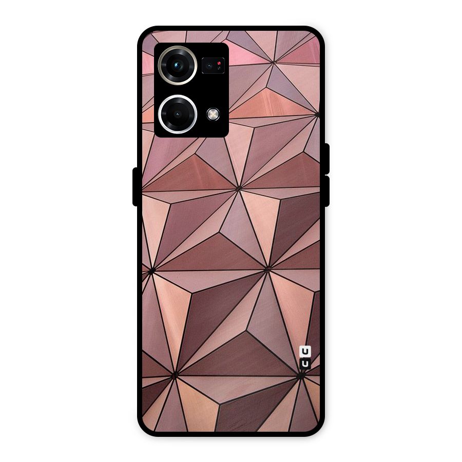 Rosegold Abstract Shapes Metal Back Case for Oppo F21s Pro 4G