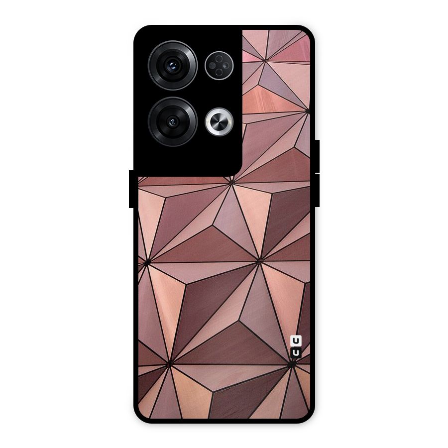 Rosegold Abstract Shapes Metal Back Case for Oppo Reno8 Pro 5G