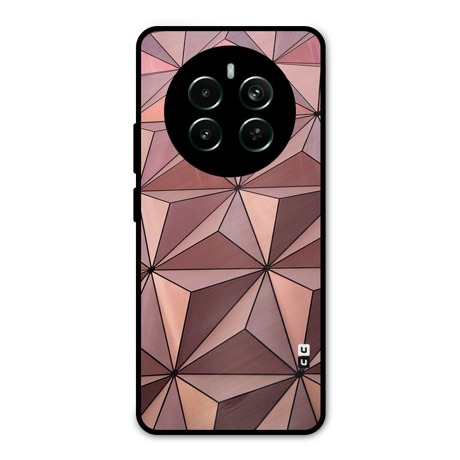 Rosegold Abstract Shapes Metal Back Case for Realme 12 Pro Plus