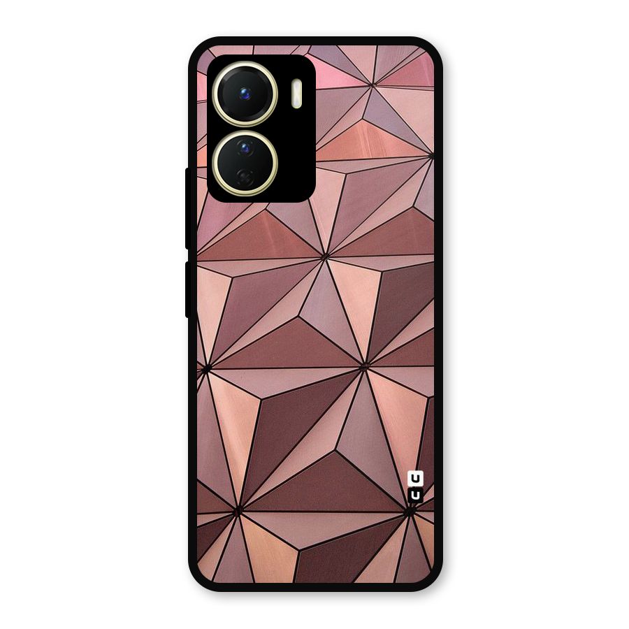 Rosegold Abstract Shapes Metal Back Case for Vivo T2x