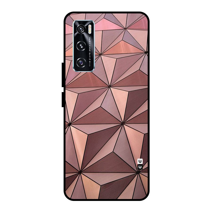 Rosegold Abstract Shapes Metal Back Case for Vivo V20 SE