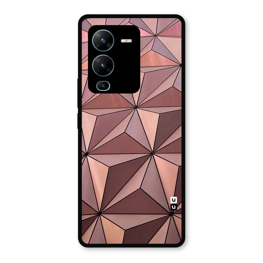 Rosegold Abstract Shapes Metal Back Case for Vivo V25 Pro