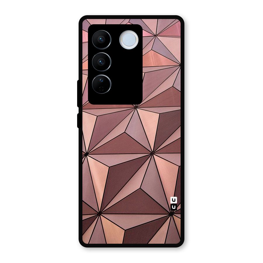 Rosegold Abstract Shapes Metal Back Case for Vivo V27