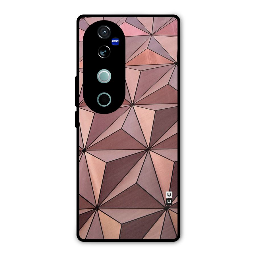 Rosegold Abstract Shapes Metal Back Case for Vivo V40 Pro