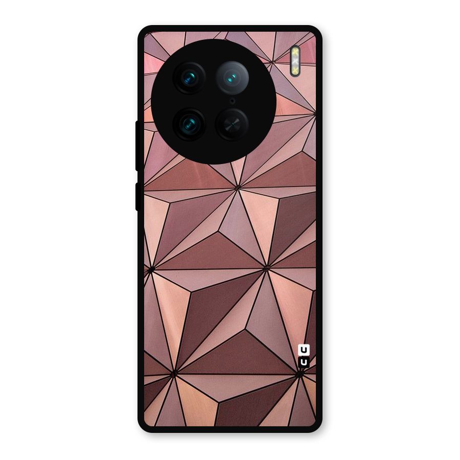 Rosegold Abstract Shapes Metal Back Case for Vivo X90 Pro