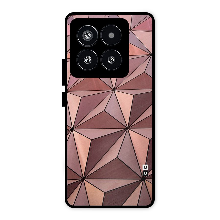 Rosegold Abstract Shapes Metal Back Case for Xiaomi 14 Pro
