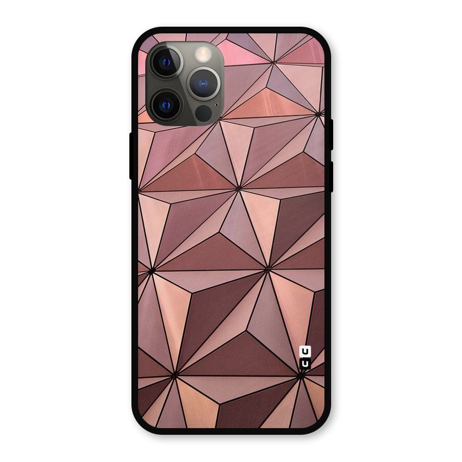 Rosegold Abstract Shapes Metal Back Case for iPhone 12 Pro