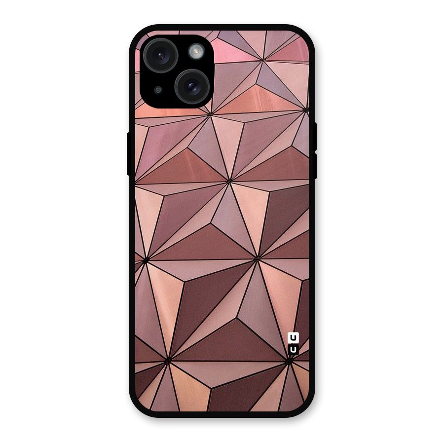 Rosegold Abstract Shapes Metal Back Case for iPhone 15 Plus