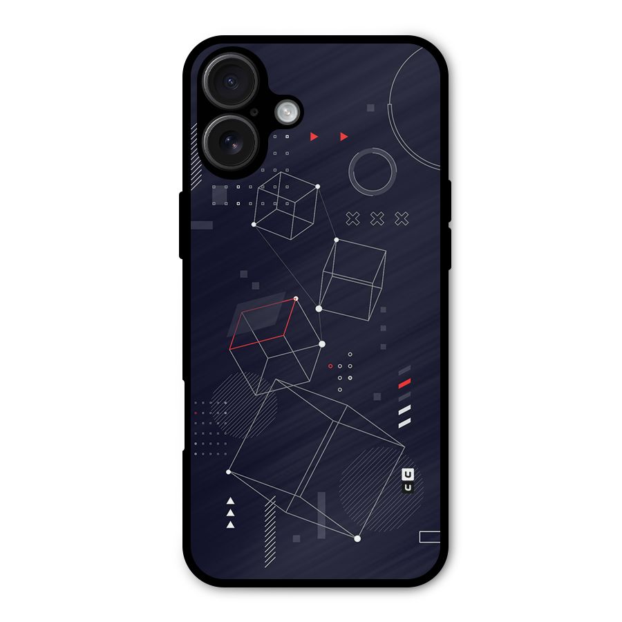 Royal Abstract Shapes Metal Back Case for iPhone 16 Plus